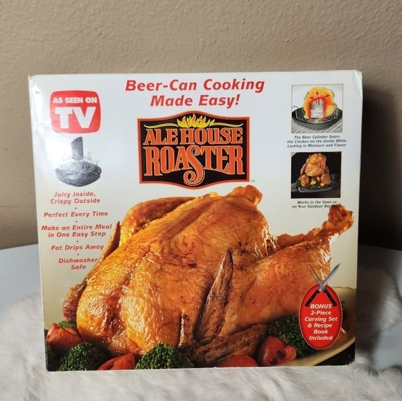 Ale House Beer Can Roaster As Seen On TV w/Bonus 2 Piece Carving Set - Picture 1 of 7